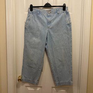 Liz Claiborne Cossette Light Blue Cotton Capri Pants 14